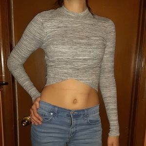 Love Culture cross midriff  grey shirt
